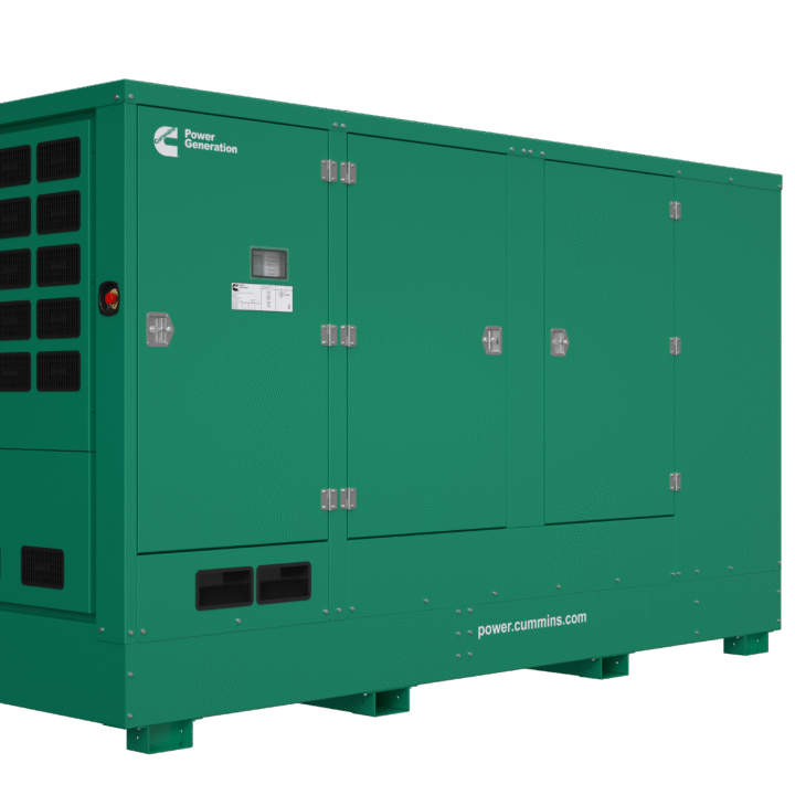Cummins C450D5Q diesel generator in a soundproof green enclosure, engineered for high-capacity industrial and commercial power generation.